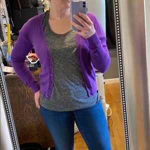 JCP Classic Button Close Purple Cardigan Sweater EUC